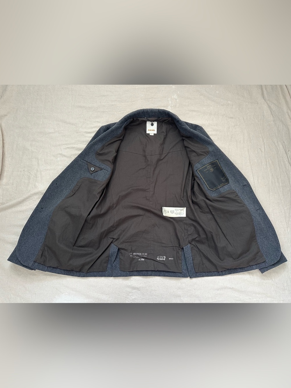 DIESEL Charcoal Grey Wool Blend Blazer Jacket - Size L (Runs Small / Slim Fit) - Picture 9 of 16